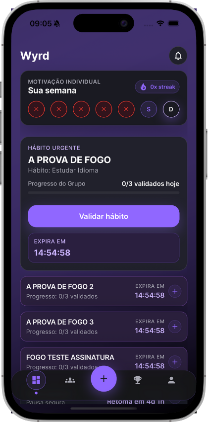 Visual do app Wyrd no iPhone